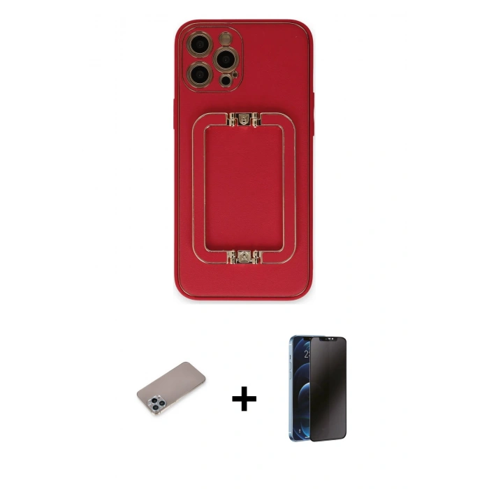 MARSİLYAN™- iPhone 12 Pro Kılıf Kozmos Minimal Prime - Siyah 3D Antistatik Hayalet Cam Ekran Koruyucu + Sierra Blue Shine Kamera Lens Koruma Cam