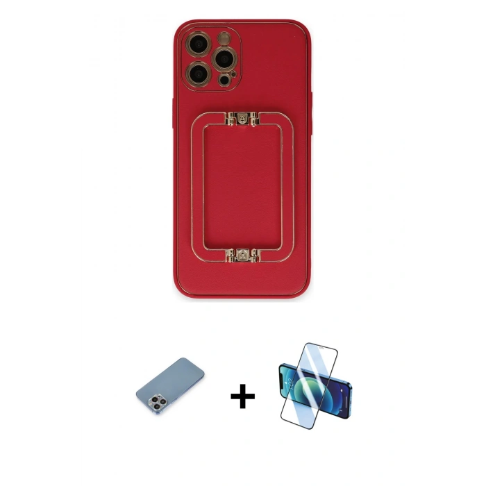 MARSİLYAN™- iPhone 12 Pro Kılıf Kozmos Minimal Prime - Siyah 3D Antistatik Seramik Nano Ekran Koruyucu + Shine Kamera Lens Koruma Cam - GI