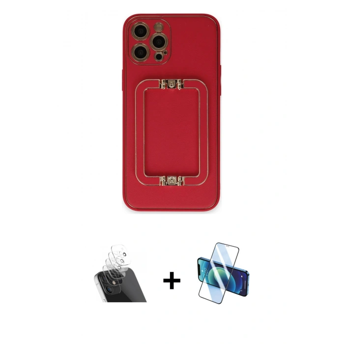 MARSİLYAN™- iPhone 12 Pro Kılıf Kozmos Minimal Prime - Siyah 3D Antistatik Seramik Nano Ekran Koruyucu + Kamera Lens Koruma Cam - SF