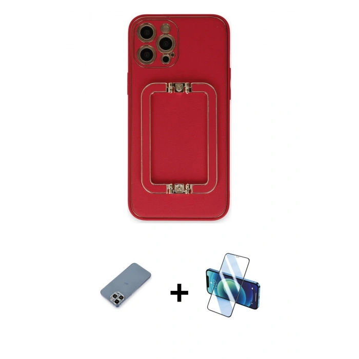 MARSİLYAN™- iPhone 12 Pro Kılıf Kozmos Minimal Prime - Siyah 3D Antistatik Seramik Nano Ekran Koruyucu + Metal Kamera Lens Koruma Cam - GS