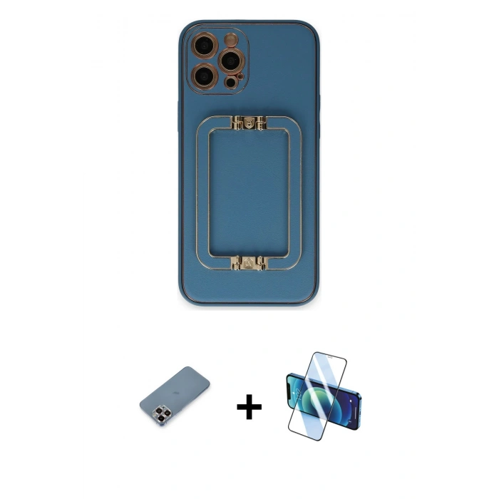 MARSİLYAN™- iPhone 12 Pro Kılıf Kozmos Minimal Prime - Siyah 3D Antistatik Seramik Nano Ekran Koruyucu + Metal Kamera Lens Koruma Cam - MR