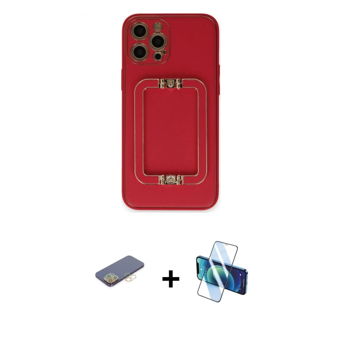 MARSİLYAN™- iPhone 12 Pro Kılıf Kozmos Minimal Prime - Siyah 3D Antistatik Seramik Nano Ekran Koruyucu + Renkli Kamera Lens Koruma Cam - SI