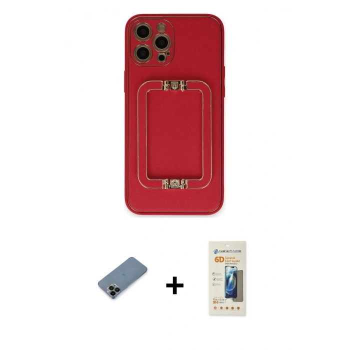 MARSİLYAN™- iPhone 12 Pro Kılıf Kozmos Minimal Prime - Siyah 6D Mat Seramik Hayalet Nano Ekran Koruyucu + Shine Kamera Lens Koruma Cam - SH
