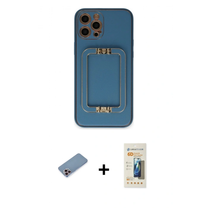 MARSİLYAN™- iPhone 12 Pro Kılıf Kozmos Minimal Prime - Siyah 6D Mat Seramik Hayalet Nano Ekran Koruyucu + Shine Kamera Lens Koruma Cam - PE