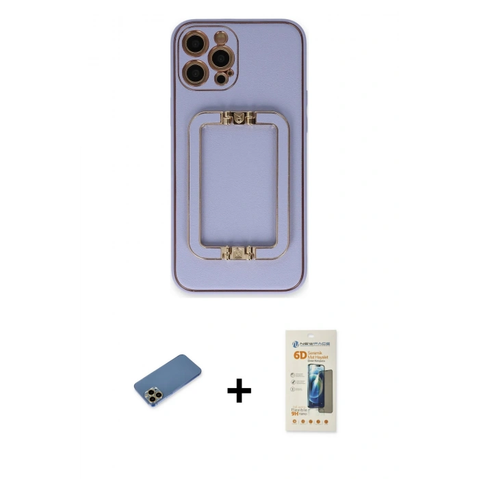 MARSİLYAN™- iPhone 12 Pro Kılıf Kozmos Minimal Prime - Siyah 6D Mat Seramik Hayalet Nano Ekran Koruyucu + Shine Kamera Lens Koruma Cam - GD