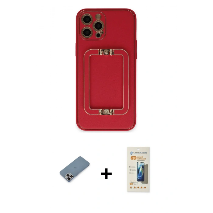 MARSİLYAN™- iPhone 12 Pro Kılıf Kozmos Minimal Prime - Siyah 6D Mat Seramik Hayalet Nano Ekran Koruyucu + Metal Kamera Lens Koruma Cam - MR