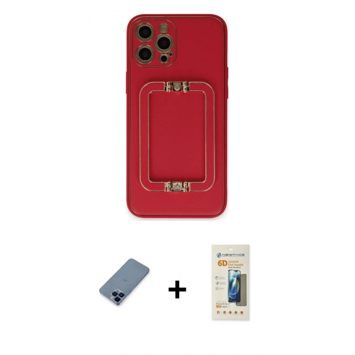 MARSİLYAN™- iPhone 12 Pro Kılıf Kozmos Minimal Prime - Siyah 6D Mat Seramik Hayalet Nano Ekran Koruyucu + Metal Kamera Lens Koruma Cam - MI