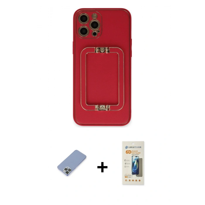 MARSİLYAN™- iPhone 12 Pro Kılıf Kozmos Minimal Prime - Siyah 6D Mat Seramik Hayalet Nano Ekran Koruyucu + Metal Kamera Lens Koruma Cam - KUYL