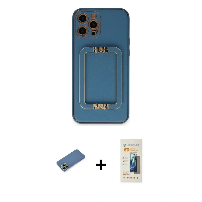 MARSİLYAN™- iPhone 12 Pro Kılıf Kozmos Minimal Prime - Siyah 6D Mat Seramik Hayalet Nano Ekran Koruyucu + Shine Kamera Lens Koruma Cam - GD