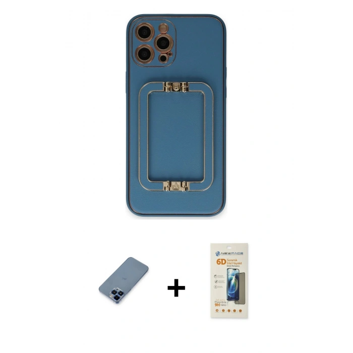 MARSİLYAN™- iPhone 12 Pro Kılıf Kozmos Minimal Prime - Siyah 6D Mat Seramik Hayalet Nano Ekran Koruyucu + Metal Kamera Lens Koruma Cam - MI