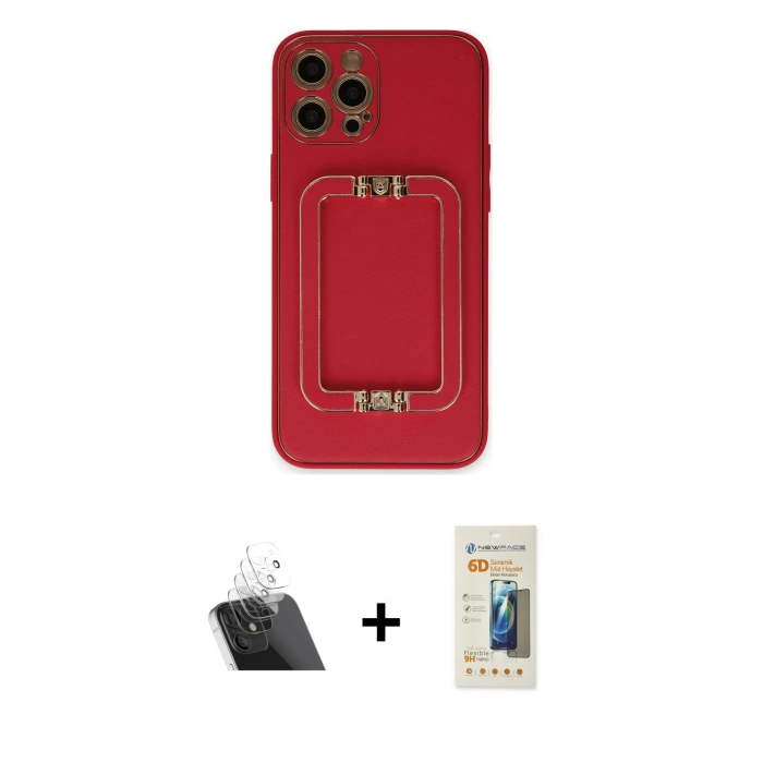 MARSİLYAN™- iPhone 12 Pro Kılıf Kozmos Minimal Prime - Siyah 6D Mat Seramik Hayalet Nano Ekran Koruyucu + Kamera Lens Koruma Cam - SF