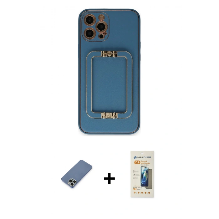 MARSİLYAN™- iPhone 12 Pro Kılıf Kozmos Minimal Prime - Siyah 6D Mat Seramik Hayalet Nano Ekran Koruyucu + Metal Kamera Lens Koruma Cam - AKYL