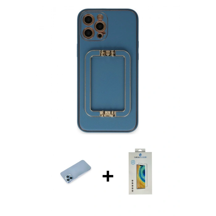 MARSİLYAN™- iPhone 12 Pro Kılıf Kozmos Minimal Prime - Siyah Polymer Nano Ekran Koruyucu + Shine Kamera Lens Koruma Cam - MI