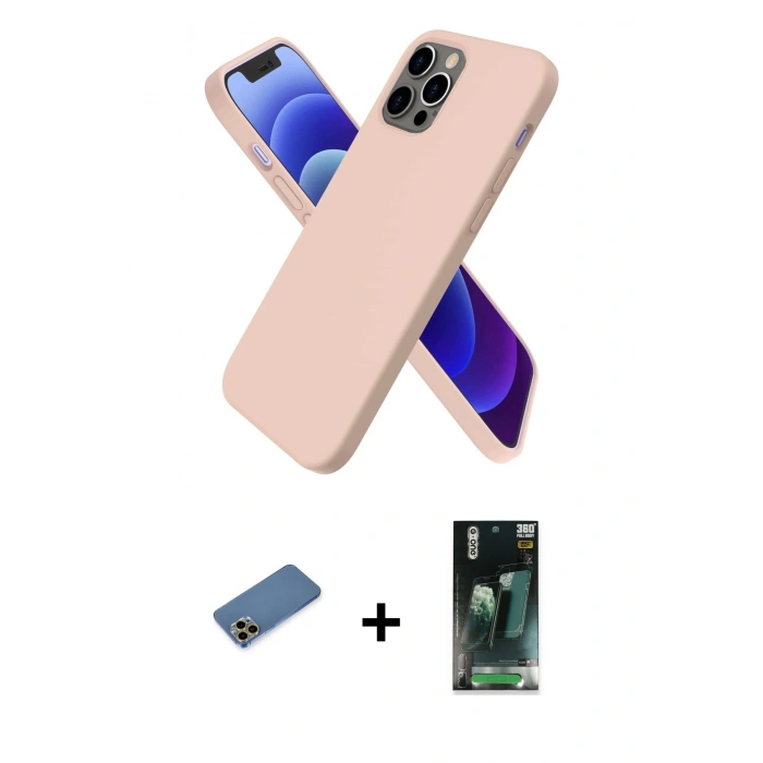MARSİLYAN™- iPhone 12 Pro Kılıf Kozmos Yansıma Özel Seri - Şeffaf 360 Full Body Arka Koruyucu + Shine Kamera Lens Koruma Cam - GD