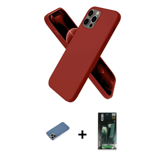 MARSİLYAN™- iPhone 12 Pro Kılıf Kozmos Yansıma Özel Seri - Şeffaf 360 Full Body Arka Koruyucu + Shine Kamera Lens Koruma Cam - GD