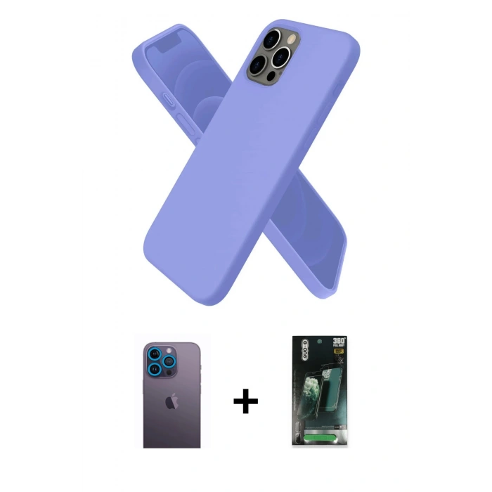 MARSİLYAN™- iPhone 12 Pro Kılıf Kozmos Yansıma Özel Seri - Şeffaf 360 Full Body Arka Koruyucu + Neon Fosforlu Kamera Lens - MI