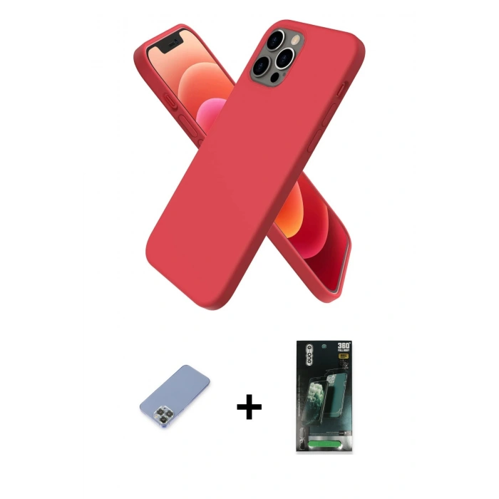 MARSİLYAN™- iPhone 12 Pro Kılıf Kozmos Yansıma Özel Seri - Şeffaf 360 Full Body Arka Koruyucu + Metal Kamera Lens Koruma Cam - KUYL