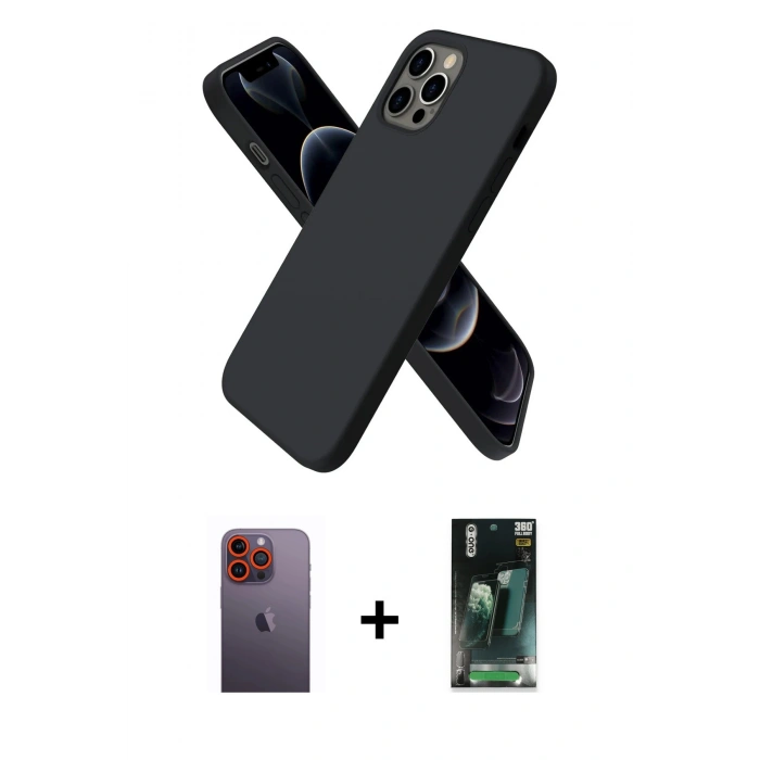 MARSİLYAN™- iPhone 12 Pro Kılıf Kozmos Yansıma Özel Seri - Şeffaf 360 Full Body Arka Koruyucu + Neon Fosforlu Kamera Lens - TU