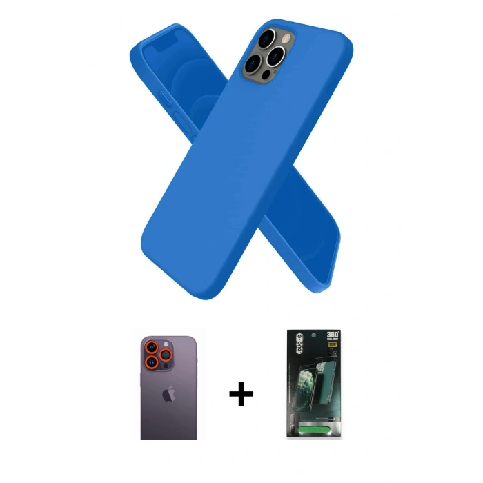MARSİLYAN™- iPhone 12 Pro Kılıf Kozmos Yansıma Özel Seri - Şeffaf 360 Full Body Arka Koruyucu + Neon Fosforlu Kamera Lens - TU