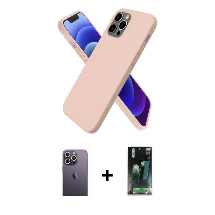 MARSİLYAN™- iPhone 12 Pro Kılıf Kozmos Yansıma Özel Seri - Şeffaf 360 Full Body Arka Koruyucu + Neon Fosforlu Kamera Lens - BZ