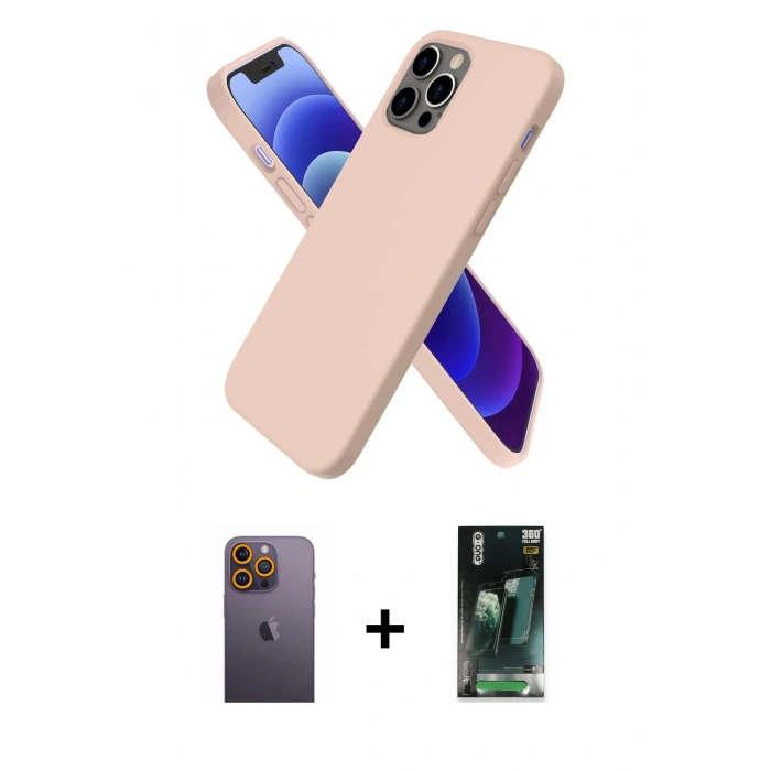 MARSİLYAN™- iPhone 12 Pro Kılıf Kozmos Yansıma Özel Seri - Şeffaf 360 Full Body Arka Koruyucu + Sarı Neon Fosforlu Kamera Lens