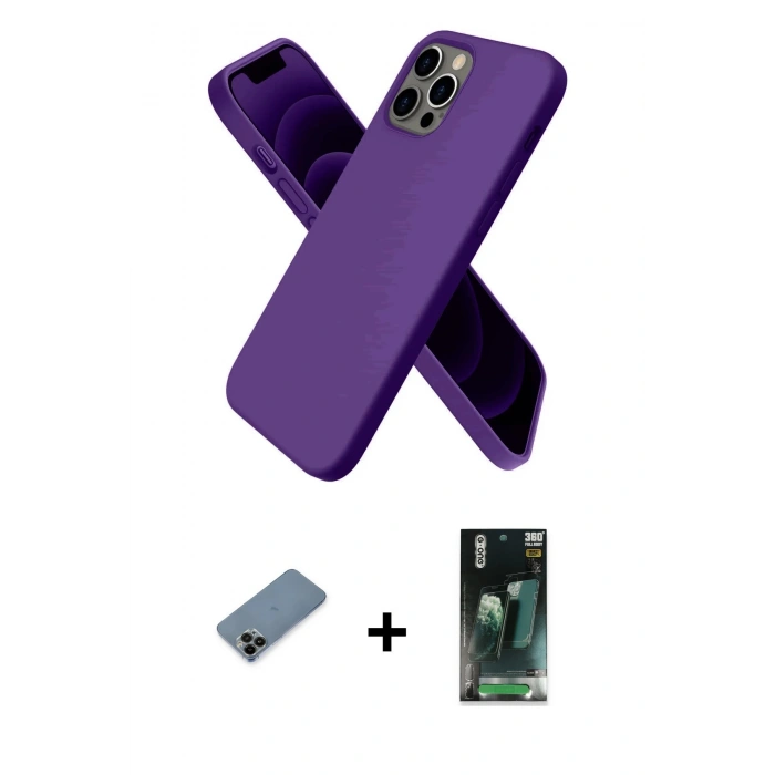 MARSİLYAN™- iPhone 12 Pro Kılıf Kozmos Yansıma Özel Seri - Şeffaf 360 Full Body Arka Koruyucu + Shine Kamera Lens Koruma Cam - SH