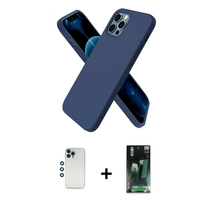 MARSİLYAN™- iPhone 12 Pro Kılıf Kozmos Yansıma Özel Seri - Şeffaf 360 Full Body Arka Koruyucu + Shine Kamera Lens - MI