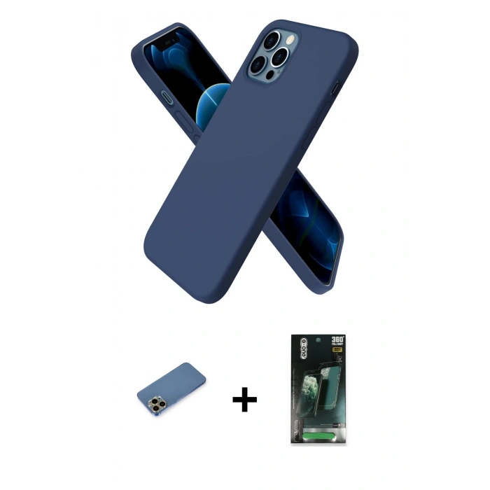 MARSİLYAN™- iPhone 12 Pro Kılıf Kozmos Yansıma Özel Seri - Şeffaf 360 Full Body Arka Koruyucu + Shine Kamera Lens Koruma Cam - GD