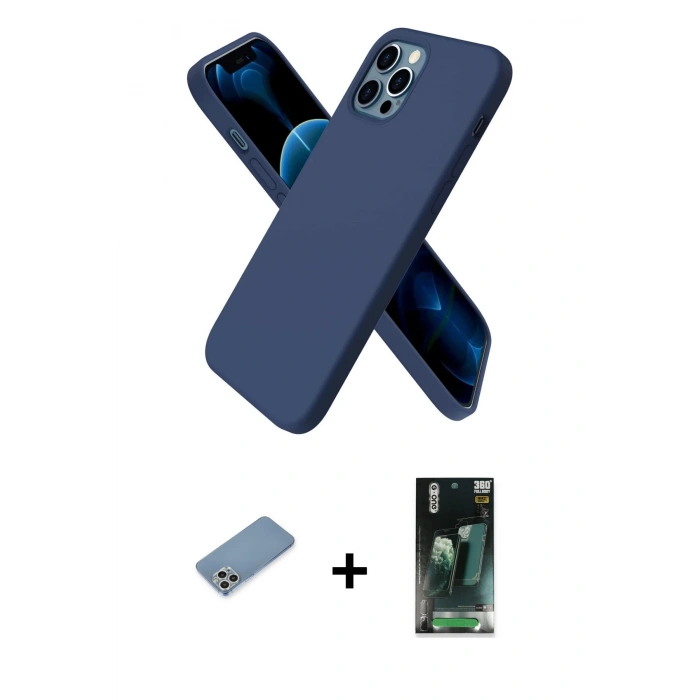 MARSİLYAN™- iPhone 12 Pro Kılıf Kozmos Yansıma Özel Seri - Şeffaf 360 Full Body Arka Koruyucu + Shine Kamera Lens Koruma Cam - GS