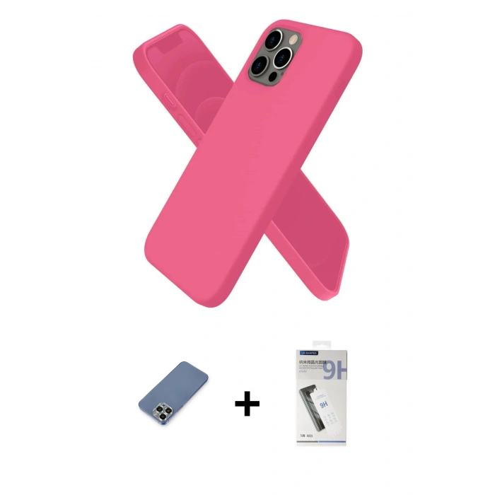 MARSİLYAN™- iPhone 12 Pro Kılıf Kozmos Yansıma Özel Seri - Şeffaf Uv Polymer Nano Ekran Koruyucu + Açık Yeşil Metal Kamera Lens Koruma Cam