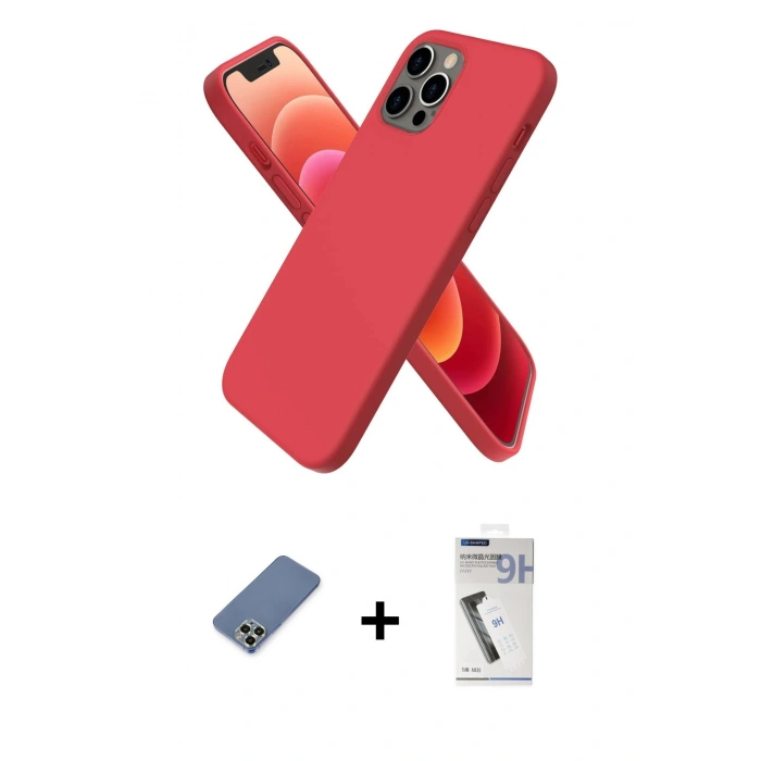 MARSİLYAN™- iPhone 12 Pro Kılıf Kozmos Yansıma Özel Seri - Şeffaf Uv Polymer Nano Ekran Koruyucu + Açık Yeşil Metal Kamera Lens Koruma Cam