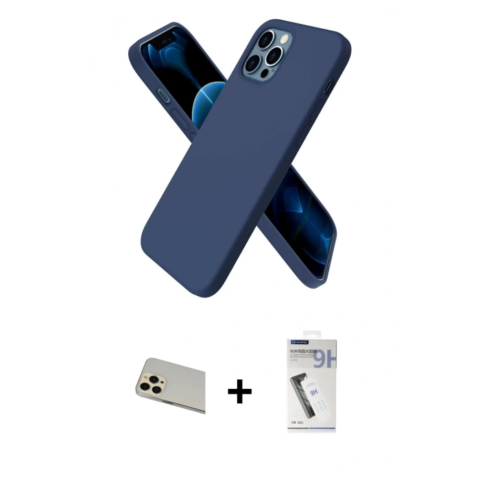 MARSİLYAN™- iPhone 12 Pro Kılıf Kozmos Yansıma Özel Seri - Şeffaf Uv Polymer Nano Ekran Koruyucu + Rainbow Kamera Lens Koruma Cam - GD