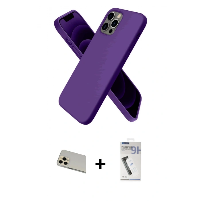 MARSİLYAN™- iPhone 12 Pro Kılıf Kozmos Yansıma Özel Seri - Şeffaf Uv Polymer Nano Ekran Koruyucu + Rainbow Kamera Lens Koruma Cam - GD