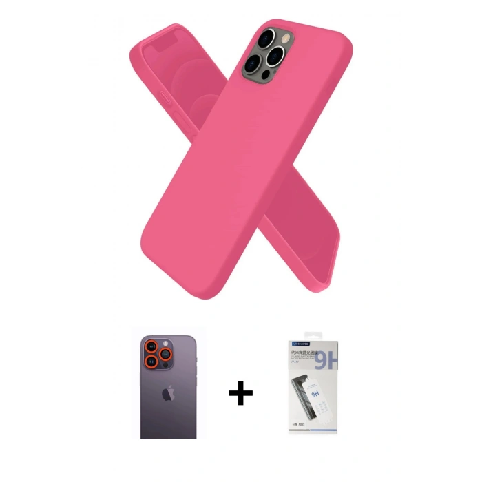 MARSİLYAN™- iPhone 12 Pro Kılıf Kozmos Yansıma Özel Seri - Şeffaf Uv Polymer Nano Ekran Koruyucu + Turuncu Neon Fosforlu Kamera Lens
