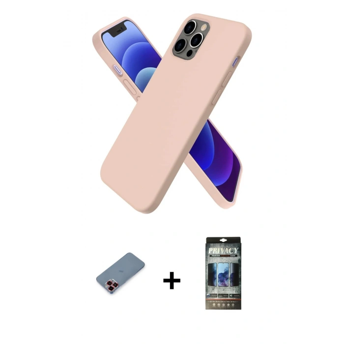 MARSİLYAN™- iPhone 12 Pro Kılıf Kozmos Yansıma Özel Seri - Siyah 34D Hayalet Izgaralı Cam + Metal Kamera Lens Koruma Cam - KI