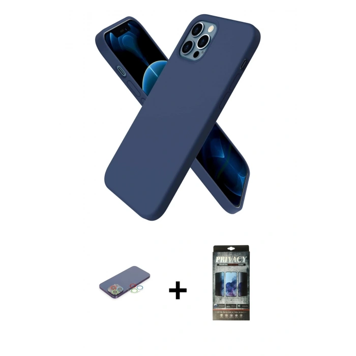 MARSİLYAN™- iPhone 12 Pro Kılıf Kozmos Yansıma Özel Seri - Siyah 34D Hayalet Izgaralı Cam + Renkli Kamera Lens Koruma Cam - MI