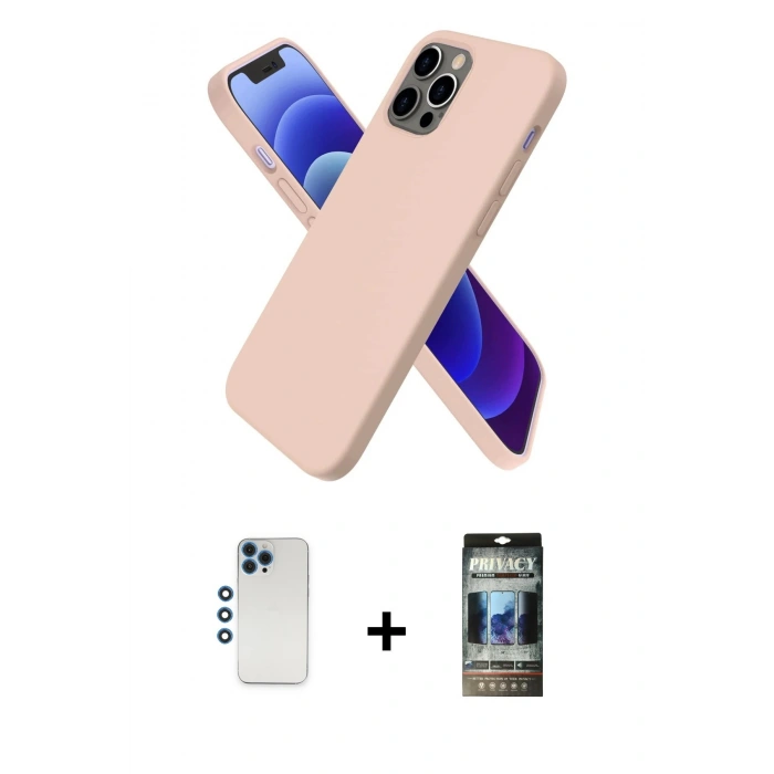 MARSİLYAN™- iPhone 12 Pro Kılıf Kozmos Yansıma Özel Seri - Siyah 34D Hayalet Izgaralı Cam + Shine Kamera Lens - MI