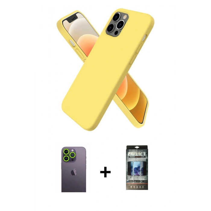 MARSİLYAN™- iPhone 12 Pro Kılıf Kozmos Yansıma Özel Seri - Siyah 34D Hayalet Izgaralı Cam + Neon Fosforlu Kamera Lens - YL