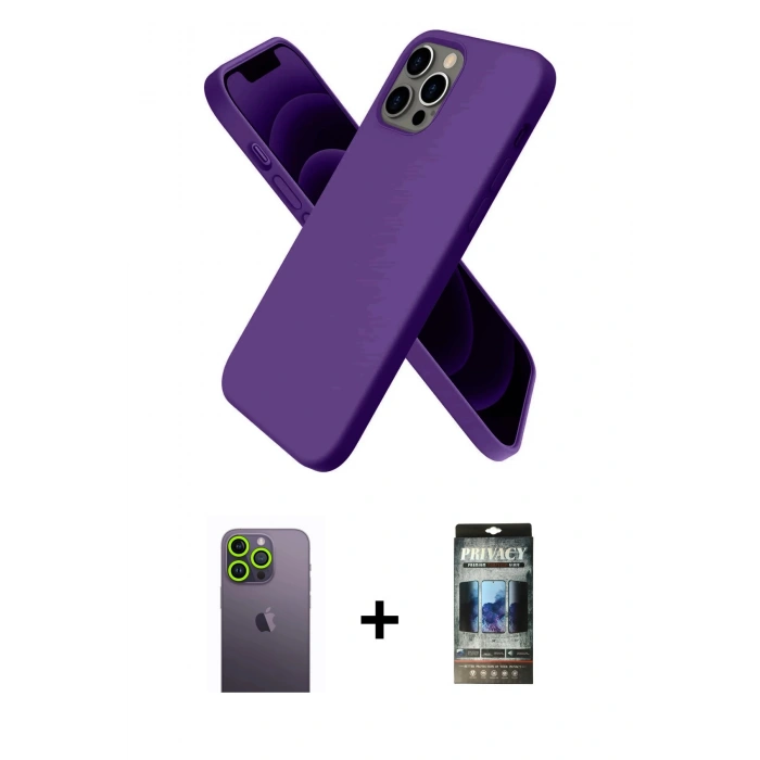 MARSİLYAN™- iPhone 12 Pro Kılıf Kozmos Yansıma Özel Seri - Siyah 34D Hayalet Izgaralı Cam + Neon Fosforlu Kamera Lens - YL