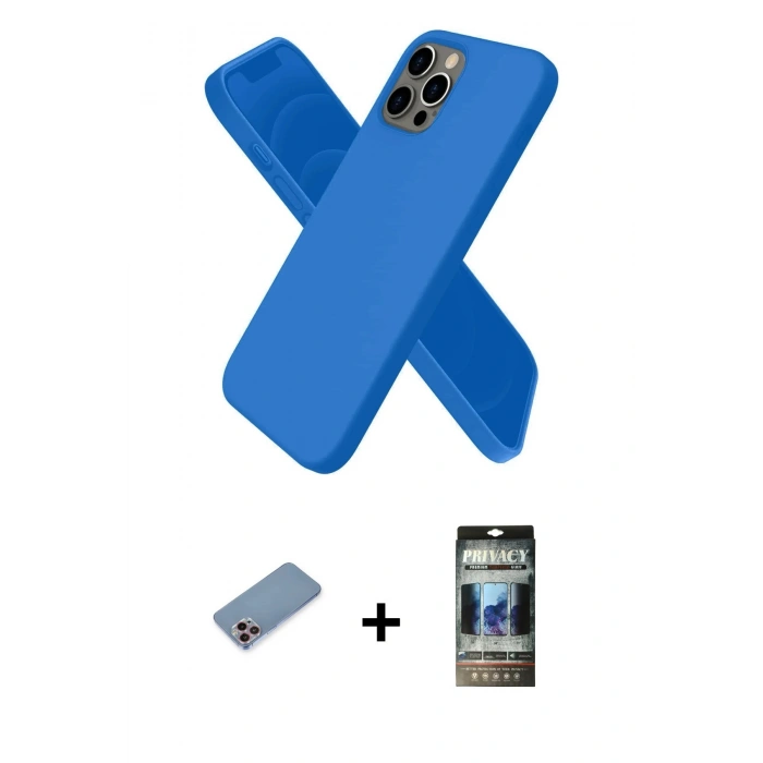 MARSİLYAN™- iPhone 12 Pro Kılıf Kozmos Yansıma Özel Seri - Siyah 34D Hayalet Izgaralı Cam + Shine Kamera Lens Koruma Cam - PE