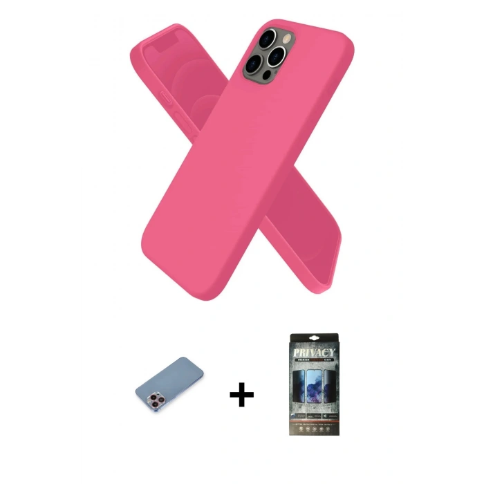 MARSİLYAN™- iPhone 12 Pro Kılıf Kozmos Yansıma Özel Seri - Siyah 34D Hayalet Izgaralı Cam + Shine Kamera Lens Koruma Cam - PE