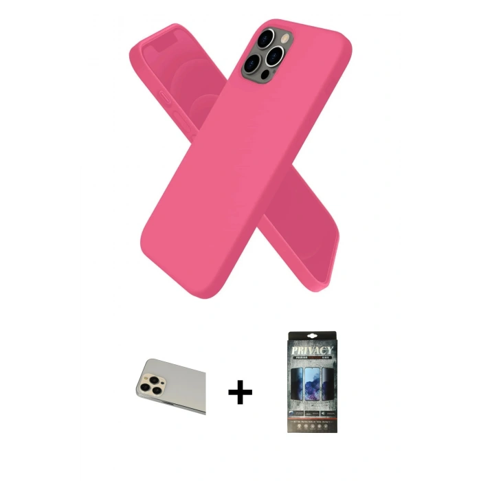 MARSİLYAN™- iPhone 12 Pro Kılıf Kozmos Yansıma Özel Seri - Siyah 34D Hayalet Izgaralı Cam + Rainbow Kamera Lens Koruma Cam - GD
