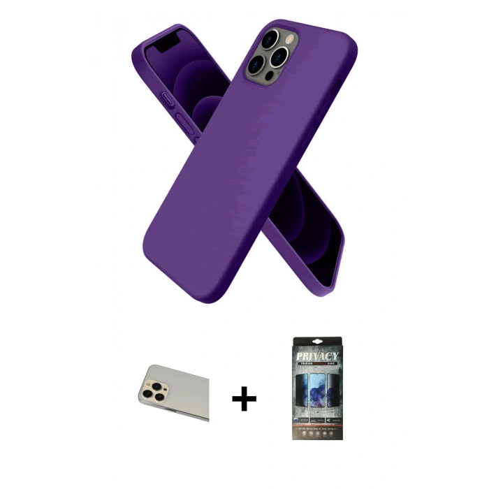 MARSİLYAN™- iPhone 12 Pro Kılıf Kozmos Yansıma Özel Seri - Siyah 34D Hayalet Izgaralı Cam + Rainbow Kamera Lens Koruma Cam - GD
