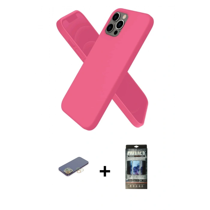 MARSİLYAN™- iPhone 12 Pro Kılıf Kozmos Yansıma Özel Seri - Siyah 34D Hayalet Izgaralı Cam + Renkli Kamera Lens Koruma Cam - SI