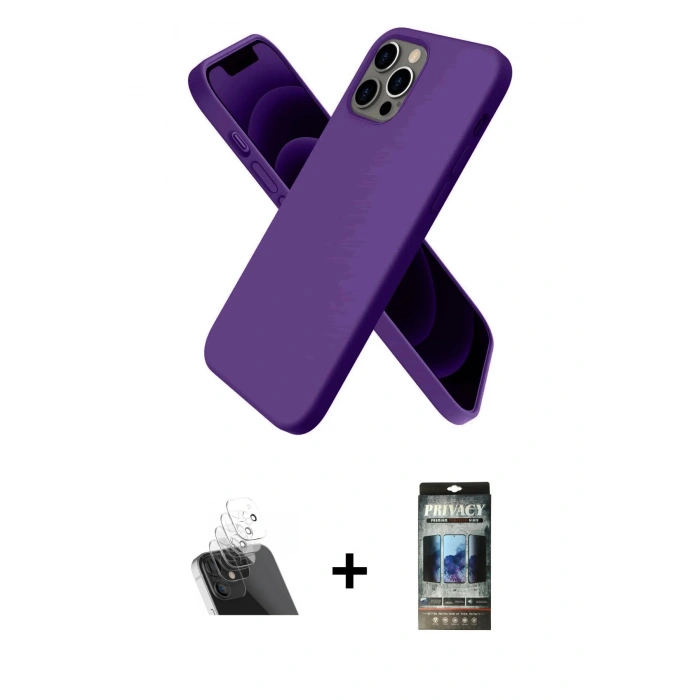 MARSİLYAN™- iPhone 12 Pro Kılıf Kozmos Yansıma Özel Seri - Siyah 34D Hayalet Izgaralı Cam + Kamera Lens Koruma Cam - SF