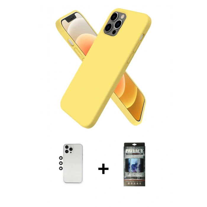 MARSİLYAN™- iPhone 12 Pro Kılıf Kozmos Yansıma Özel Seri - Siyah 34D Hayalet Izgaralı Cam + Shine Kamera Lens - GS