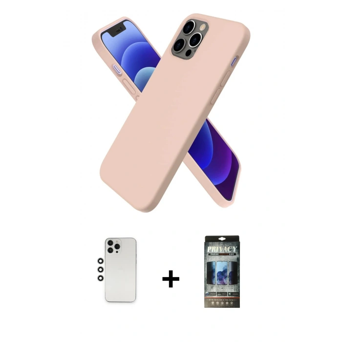 MARSİLYAN™- iPhone 12 Pro Kılıf Kozmos Yansıma Özel Seri - Siyah 34D Hayalet Izgaralı Cam + Shine Kamera Lens - GS