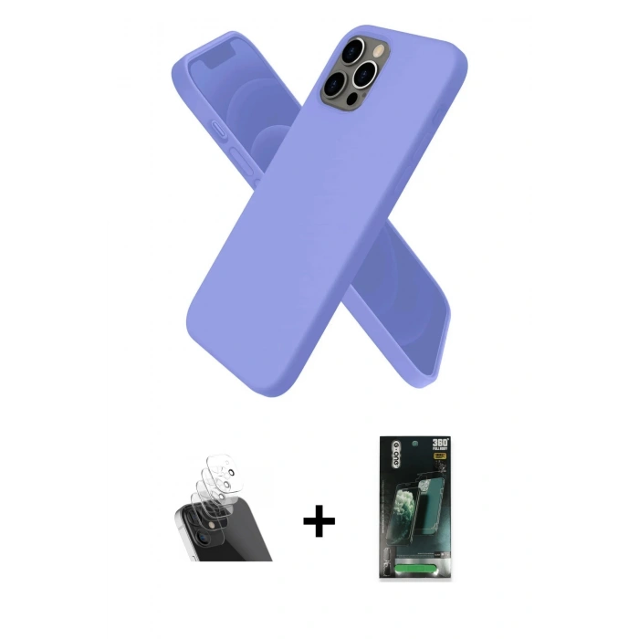 MARSİLYAN™- iPhone 12 Pro Kılıf Kozmos Yansıma Özel Seri - Siyah 360 Mat Full Body Arka Koruyucu + Kamera Lens Koruma Cam - SF