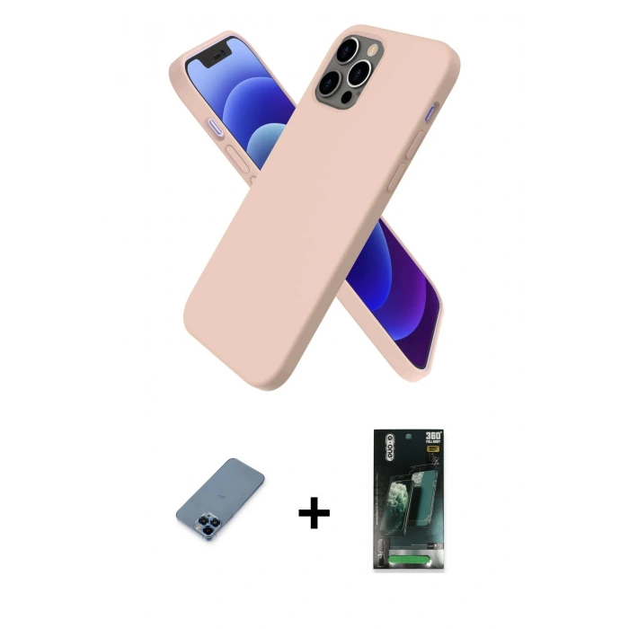 MARSİLYAN™- iPhone 12 Pro Kılıf Kozmos Yansıma Özel Seri - Siyah 360 Mat Full Body Arka Koruyucu + Metal Kamera Lens Koruma Cam - MI