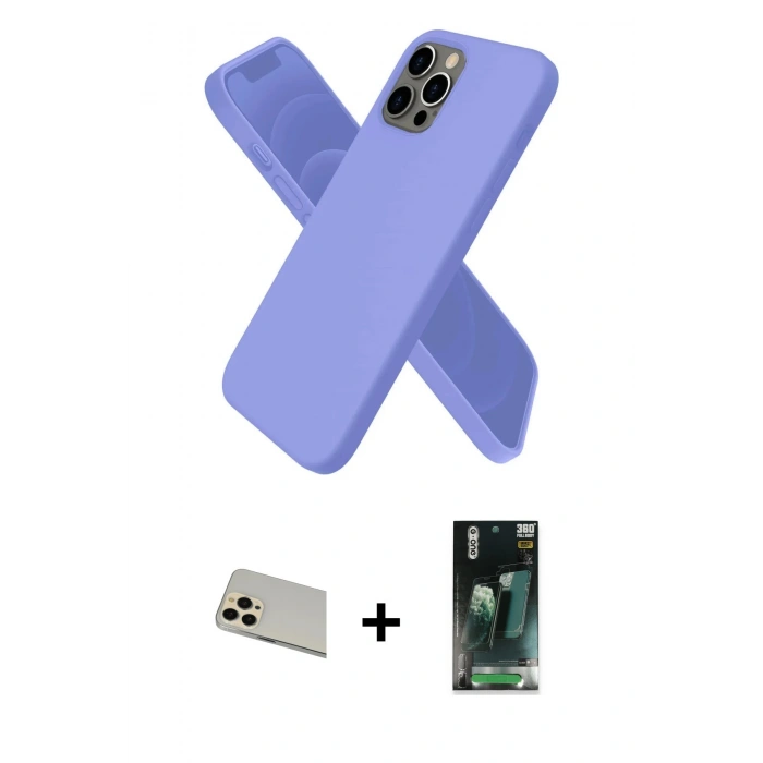 MARSİLYAN™- iPhone 12 Pro Kılıf Kozmos Yansıma Özel Seri - Siyah 360 Mat Full Body Arka Koruyucu + Rainbow Kamera Lens Koruma Cam - GD